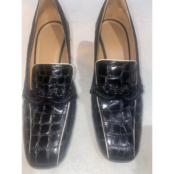 Tory Burch Jessa 75 Metal Heel Loafer Pumps In Black Patent Leather Heels Sz 8.5 - Picture 2 of 7
